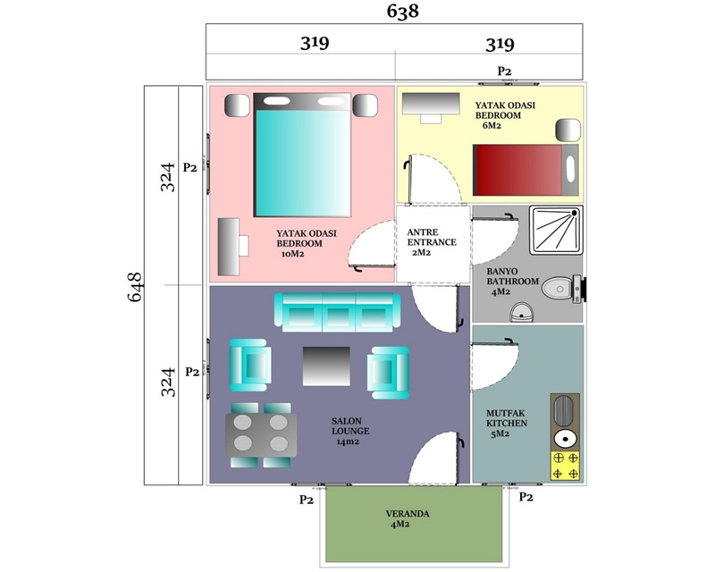 45 m<sup>2</sup> Single Storey Prefabricated House