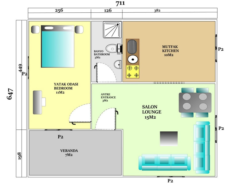 49 m<sup>2</sup> Single Storey Prefabricated House
