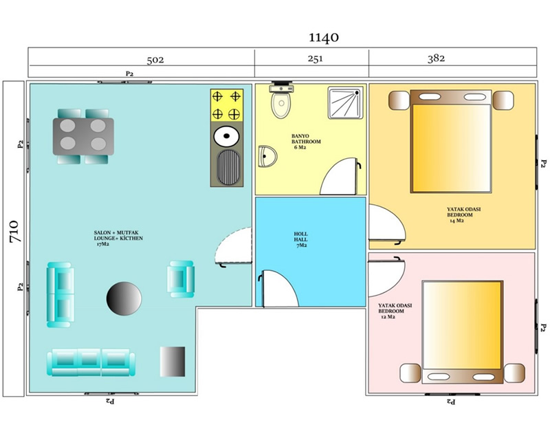 73 m<sup>2</sup> Single Storey Prefabricated House