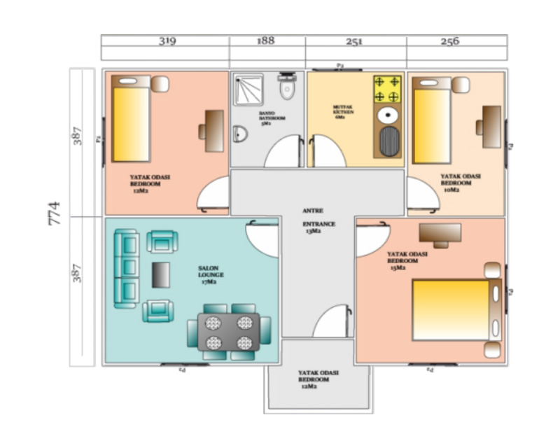 81 m<sup>2</sup> Single Storey Prefabricated House