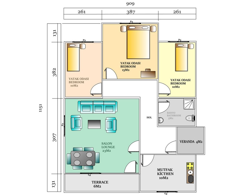 90 m<sup>2</sup> Single Storey Prefabricated House